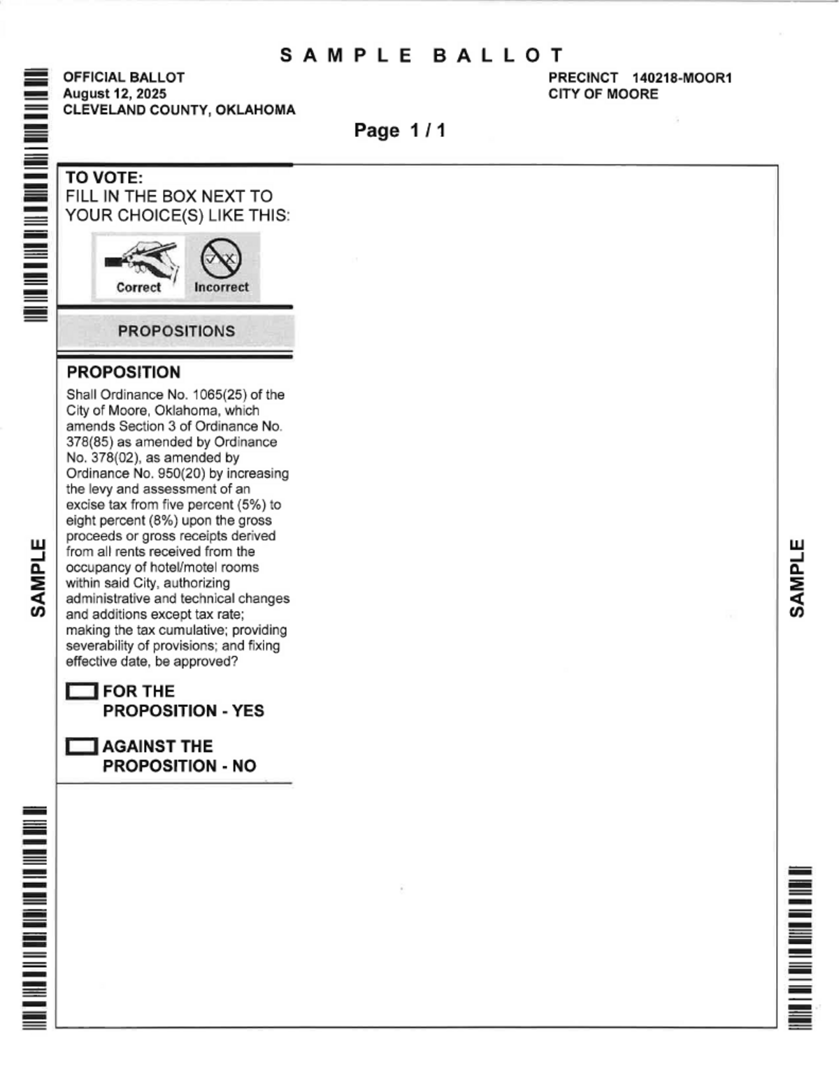 Hotel Motel Sample Ballot