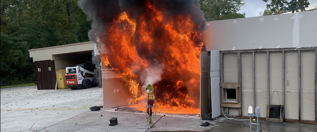 Fire inside of building structure.